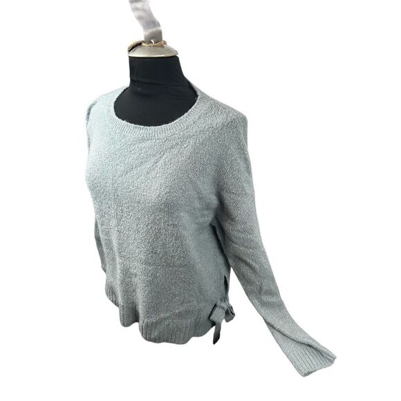 H&M LOGG Womens Sweater Crew Neck Long Sleeve Side Tie Blue Size M missing one r - Picture 2 of 12